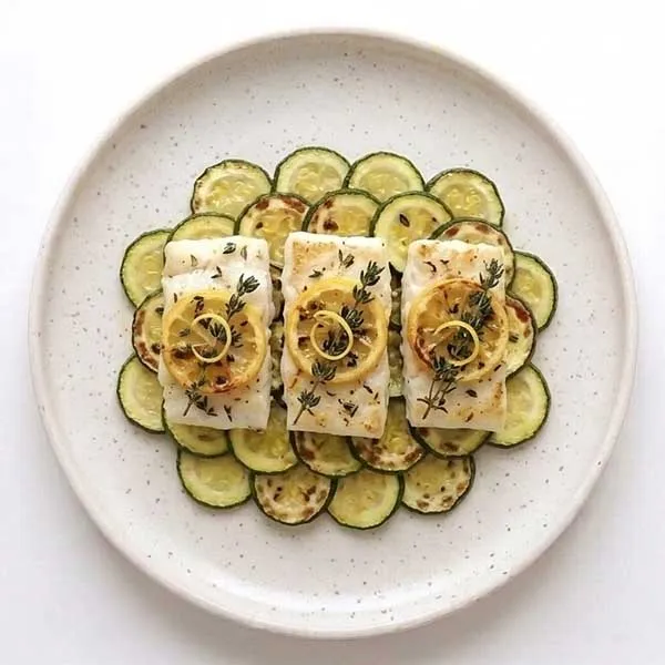 Fish en Papillote with Lemon, Thyme & Zucchini Circles